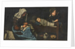Mother Sewing with Two Children, End of 17th cen by Anonymous