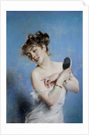 La Toilette (Young Woman in Déshabillé with a Mirror), c. 1880 by Anonymous