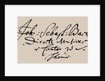 Signature of Johann Sebastian Bach by Anonymous