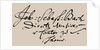Signature of Johann Sebastian Bach by Anonymous