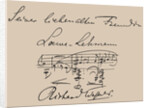 Musical quotation dedicated to the opera singer Lilli Lehmann by Anonymous