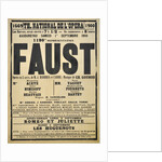 Poster for the Opera Faust by Charles Gounod at the Théâtre national de lOpéra, September 1900, 1 by Anonymous