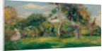 Meadow, trees and women, ca 1899 by Anonymous