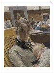 Studio Idyll. The Artists Wife and their Daughter, 1885 by Anonymous