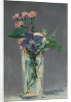 Carnations and clematis in a crystal vase, c. 1882 by Anonymous