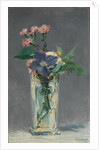 Carnations and clematis in a crystal vase, c. 1882 by Anonymous