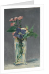 Carnations and clematis in a crystal vase, c. 1882 by Anonymous