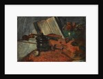 Still life with a violin, 1876 by Anonymous