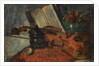 Still life with a violin, 1876 by Anonymous