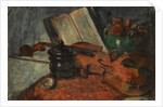 Still life with a violin, 1876 by Anonymous