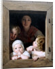 Young Peasant Woman with Three Children at the Window, 1840 by Anonymous