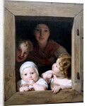 Young Peasant Woman with Three Children at the Window, 1840 by Anonymous