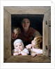 Young Peasant Woman with Three Children at the Window, 1840 by Anonymous