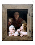 Young Peasant Woman with Three Children at the Window, 1840 by Anonymous