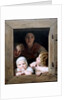 Young Peasant Woman with Three Children at the Window, 1840 by Anonymous