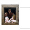 Young Peasant Woman with Three Children at the Window, 1840 by Anonymous