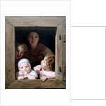 Young Peasant Woman with Three Children at the Window, 1840 by Anonymous