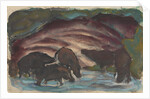 Wild Boars in the Water, 1910-1911 by Anonymous