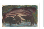 Wild Boars in the Water, 1910-1911 by Anonymous