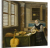 Lady Playing the Lute by Anonymous
