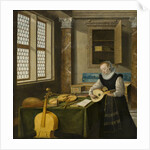 Lady Playing the Lute by Anonymous