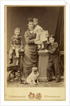 Grand Duchess Maria Fyodorovna with children, Nicholas Alexandrovich, George Alexandrovich and Xenia by Anonymous