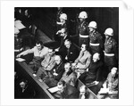 Defendants in the dock at the Nuremberg trials, 1945 by Anonymous