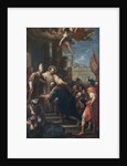 The end of the schism of Anacletus. The Antipope Anacletus II kneeling before Pope Innocent II, um 1 by Anonymous