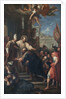 The end of the schism of Anacletus. The Antipope Anacletus II kneeling before Pope Innocent II, um 1 by Anonymous
