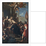 The end of the schism of Anacletus. The Antipope Anacletus II kneeling before Pope Innocent II, um 1 by Anonymous