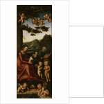 The Holy Family surrounded by Angels. Altarpiece of the Virgin (left wing), 1510-1515 by Anonymous