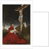 Cardinal Albrecht of Brandenburg kneeling before Christ on the cross, ca 1521-1525 by Anonymous