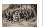 Saint Wenceslas and his Blanik knights set off from the mountain. Illustration from Stare povesti ce by Anonymous