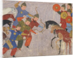 Battle between the Khwarezmian army and the Mongols. Miniature from Jami al-tawarikh (Universal His by Anonymous