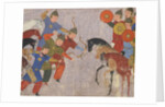 Battle between the Khwarezmian army and the Mongols. Miniature from Jami al-tawarikh (Universal His by Anonymous