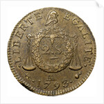 Coin 2 Sols. The National Convention period. Revers, Inscription: Liberté Égalité, 1793 by Anonymous