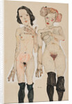 Two Naked Girls with Black Stockings, 1910 by Anonymous