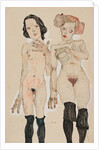 Two Naked Girls with Black Stockings, 1910 by Anonymous
