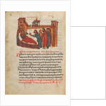 Emperor Theophilos kisses a Christ icon on an encolpion. The Triumph of Orthodoxy (Miniature of Mana by Anonymous