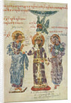 Ivan Alexander of Bulgaria with Jesus Christ and Constantine Manasses (Miniature of Manasses chronic by Anonymous