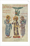 Ivan Alexander of Bulgaria with Jesus Christ and Constantine Manasses (Miniature of Manasses chronic by Anonymous