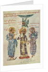 Ivan Alexander of Bulgaria with Jesus Christ and Constantine Manasses (Miniature of Manasses chronic by Anonymous