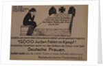 To the German mothers! Leaflet of the Reich Federation of Jewish Front Soldiers, c. 1920 by Anonymous