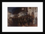 Firemen running to a blaze, 1851 by Anonymous