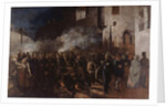 Firemen running to a blaze, 1851 by Anonymous
