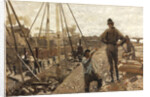 The pile driving on the Van Diemenstraat in Amsterdam, 1897 by Anonymous