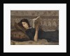 Girl reading on a sofa, c. 1920 by Anonymous
