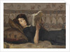 Girl reading on a sofa, c. 1920 by Anonymous