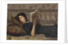 Girl reading on a sofa, c. 1920 by Anonymous