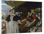 Adriana van Heusden and her Daughter at the New Fish market in Amsterdam, 1662 by Anonymous